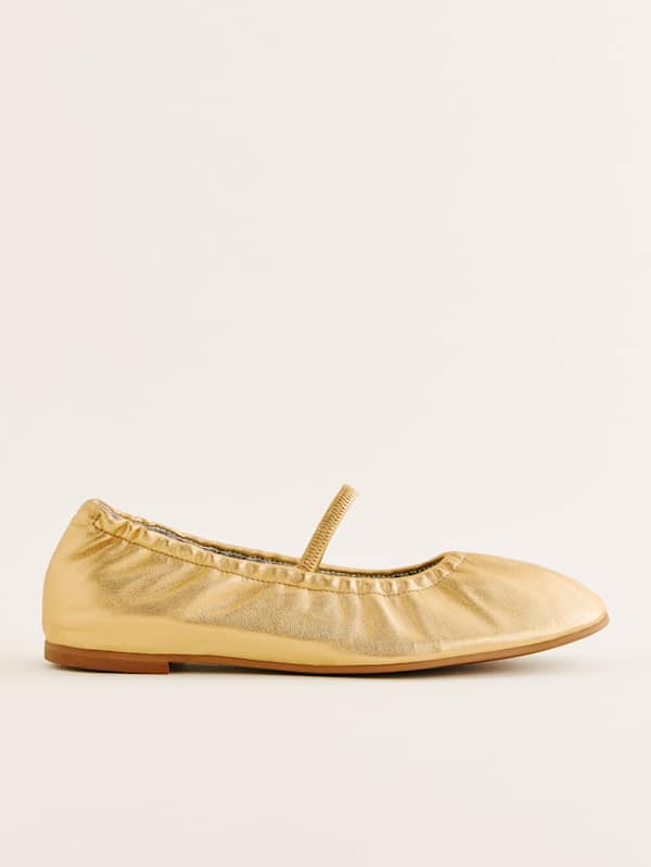 Buffy Ruched Ballet Flat - Vintage Gold